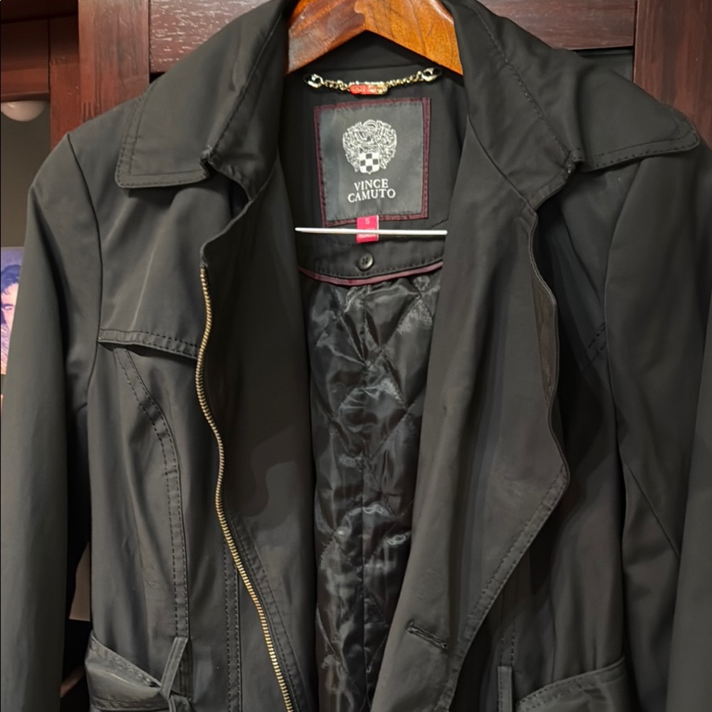 Vince Camuto Black Trench Coat Classic Design